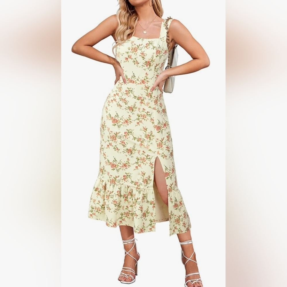 Floral Cream Midi Dress